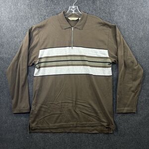 Eddie Bauer Sweater Men’s Large Olive Green Striped 1/4 Zip Pullover